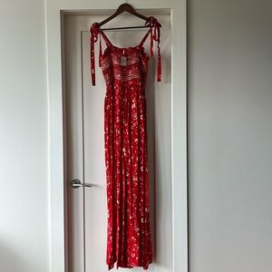 Free People jumpsuit with pockets red floral